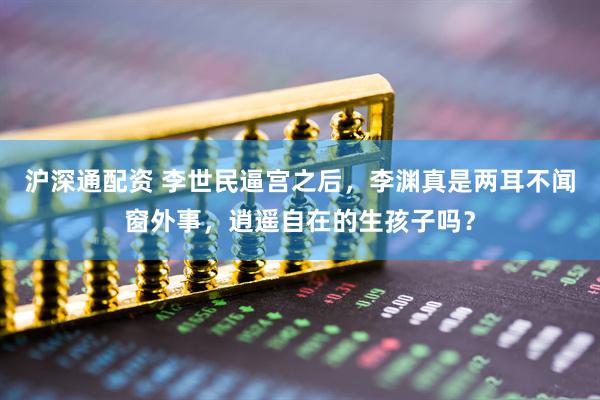 沪深通配资 李世民逼宫之后，李渊真是两耳不闻窗外事，逍遥自在的生孩子吗？